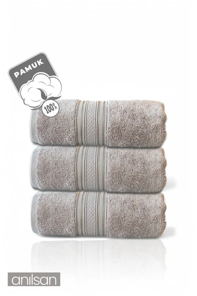3'lü Kahverengi Süper Soft Bordürlü El Havlusu - 50x90 Cm, 250 Gr, %100 Pamuk, Spa Ve Otel Havlusu - 2