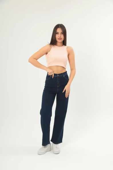 Fitilli Görünümlü Askılı Kalın Esnek Örme basıc crop - Resim 2