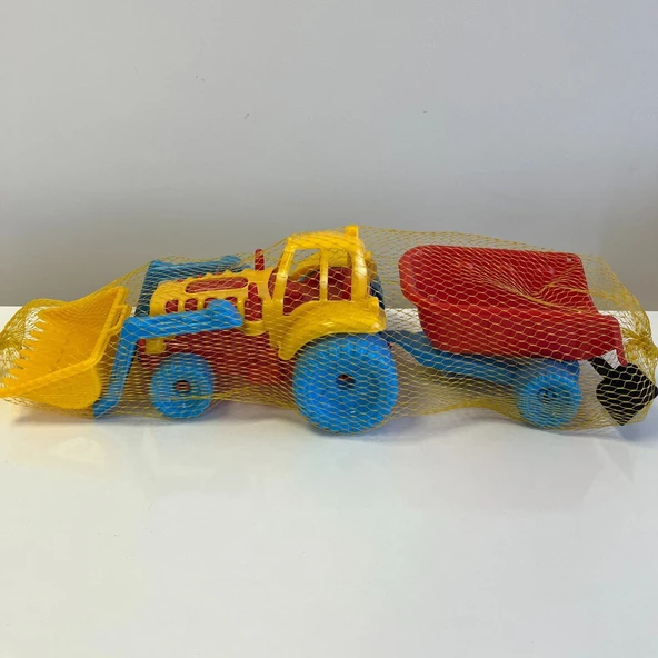 Sarı Kırmızı Mavi Renkli Şirin Kum Kepçesi Kürekli ve Kum Taşıyıcılı Traktör | 43x15 Cm | Mavi Su Dünyası - 2