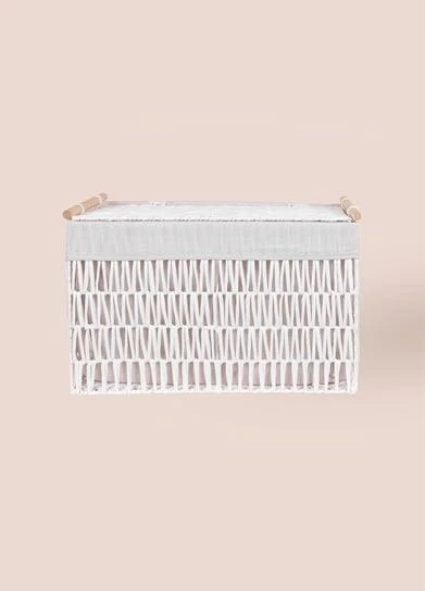 The Mia Cesta Hasır Organizer Sepet Beyaz 57x36x37 Cm SPT0074 - 2