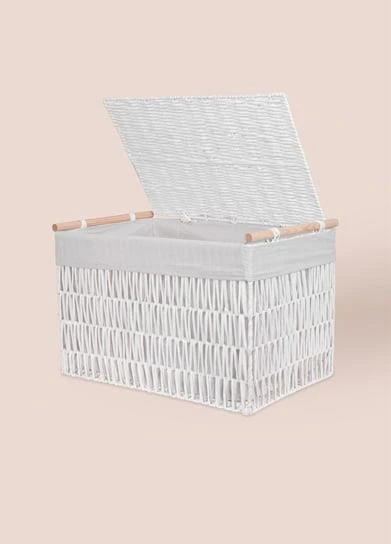 The Mia Cesta Hasır Organizer Sepet Beyaz 57x36x37 Cm SPT0074