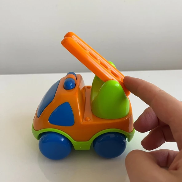 Turuncu Yeşil Küçük İtfaiye Arabası | Merdivenli Araba | 11x10 Cm | Mavi Su Dünyası - 2