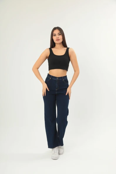 Fitilli Görünümlü Askılı Kalın Esnek Örme basıc crop - Resim 4