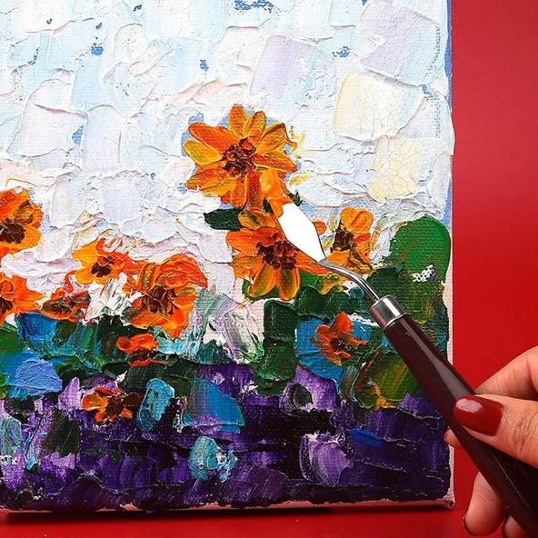 Cbtx 10 Adet Ahşap Saplı 5 Akrilik Boya Guaj Boya Bıçağı - 5