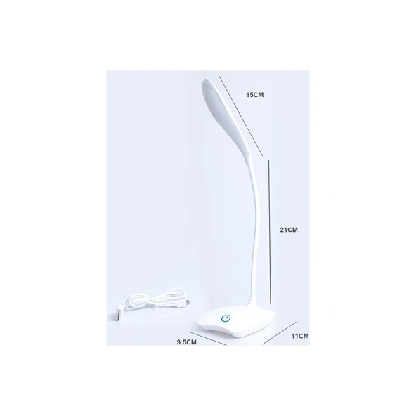 Pilli Ledli Masa Lambası 3 Kademeli Okuma Işığı Çalışma Lambası Beyaz Işık Usb Kablolu - 3