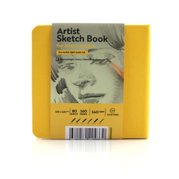 Tigertint Sert Kapak Eskiz Defteri 140 g 12x12 cm 80 Yaprak Sarı 100140125 ürün görseli 1