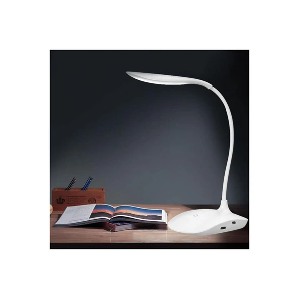 Pilli Ledli Masa Lambası 3 Kademeli Okuma Işığı Çalışma Lambası Beyaz Işık Usb Kablolu - 5
