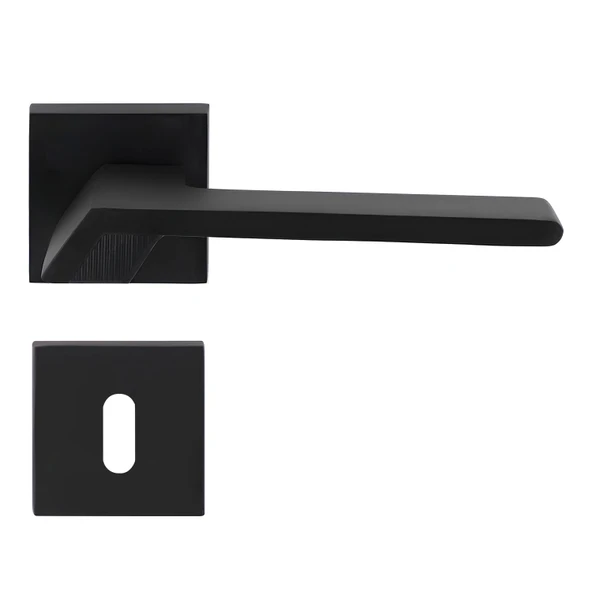 Güneş Oda Kapı Kolu Mat Siyah Sağa Sola Uygun Ön Arka Oda Kapısı 1 Takım - Resim 3