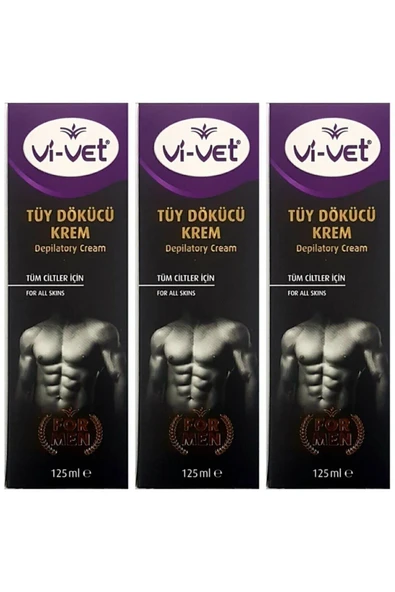 Vivet Erkek Tüy Dökücü Krem Tüm Ciltler 125ml X 3 Adet Vivet Formen