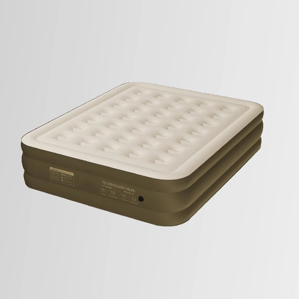 Nurgaz Campout Yüksek Çift Kişilik Şişme Yatak Krem NG C098