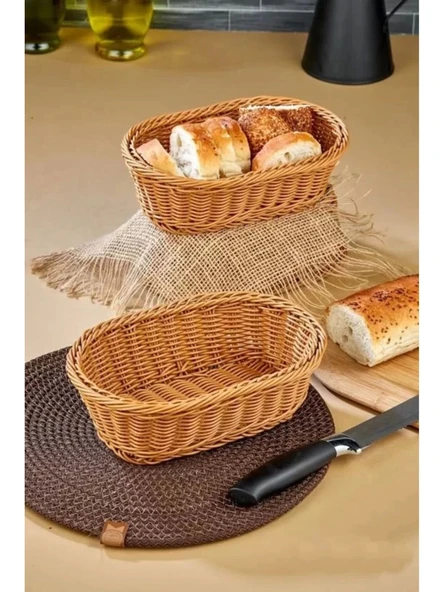 Cooker CKR3419 Oval Hasır Örgü Plastik Ekmek Sepeti 1 Adet