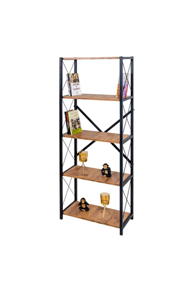 AKIS HOME 5 Raflı Metal Ayaklı Dekoratif Kitaplık - 4