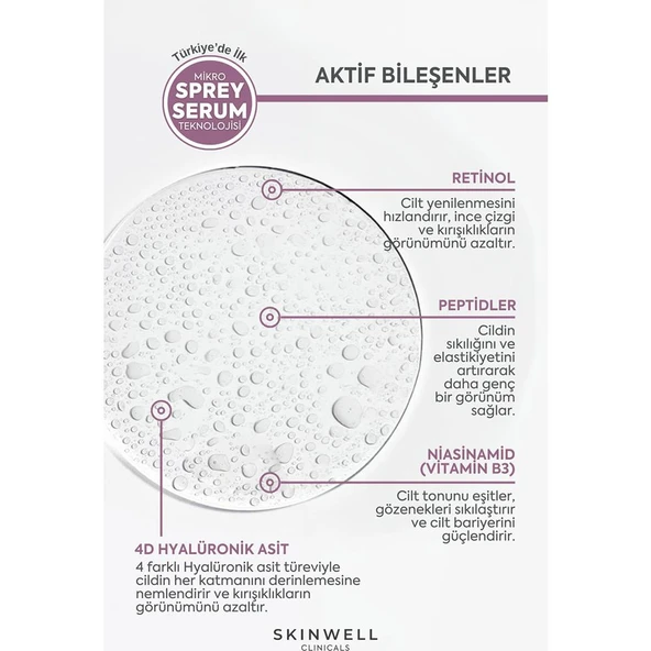 Skinwell Gece Yoğun Bakım Retinol İçerikli Yüz Bakım Sprey Serum 25ML - 5