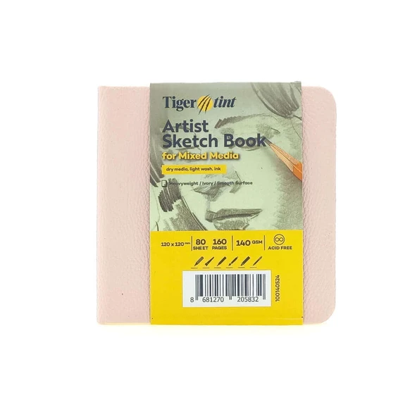 Tigertint Sert Kapak Eskiz Defteri 140 g 12x12 cm 80 Yaprak Pudra Pembe 100140524 - Resim 2