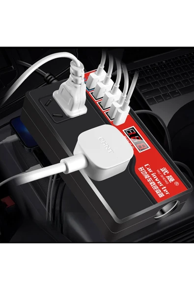 Araba güç invertörü otomatik güç dönüştürücü DC 12V 4 USB podijital ekran araba güç adaptörleri - 4