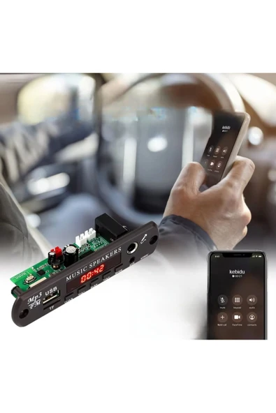 60W Amplifikatör Bluetooth 5.3 MP3 WM? ??? Dekoder Kurulu Ekran Mikrofon 12V Araba FM Radyo USB - 2