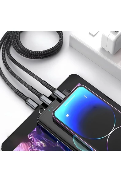ŞARZ KABLOSU 3Ü BİR ARADA 100W HIZLI VE GÜVENİLİR ŞARZ KABLOSU - 6