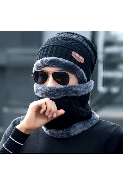 kış şapkalar örgü bere erkekler kadife şapka mercan polar eşarp açık sürme şapka sıcak kalınlaşma - 5