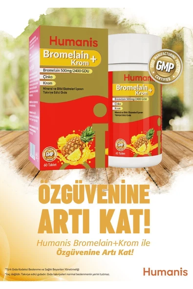 HUMANİS Bromelain+Krom, Çinko 60 Tablet