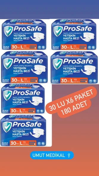 Prosafe Belbantlı Büyük Boy L 30'lu 6 Adet Hasta Bezi ürün görseli