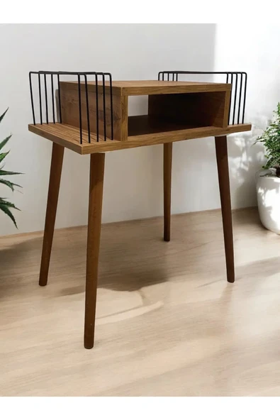 AKIS HOME Plak Ve Pikap Sehpası 2 Li Atlantik Çam Ahşap Ayaklı - 5