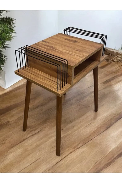 AKIS HOME Plak Ve Pikap Sehpası 2 Li Atlantik Çam Ahşap Ayaklı - 3