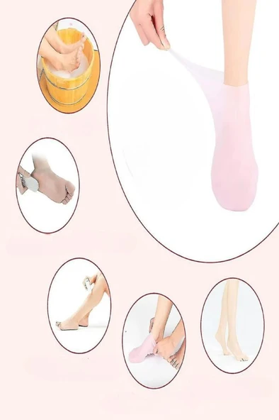 Silikon Ayak Bakım Nemlendirici Çorap Çatlak Kuruluk Önleyici Jel Topuk Krem Çorabı Ayak Maskesi - 8