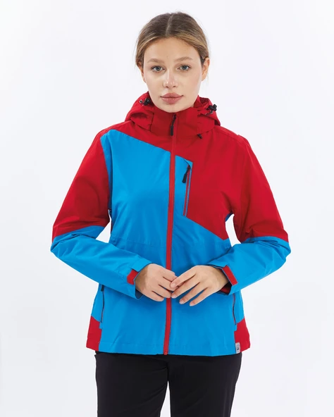 Mapamyumco Windbreaker Kadın Ceket-MAVİ-KIRMIZI - Resim 5
