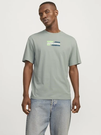 JACK JONES Erkek Yeşil Pamuklu Tişört 12268415 - 3