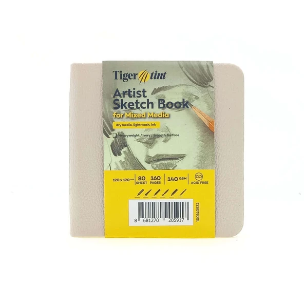 Tigertint Sert Kapak Eskiz Defteri 140 g 12x12 cm 80 Yaprak Bej 100140532 - Resim 1