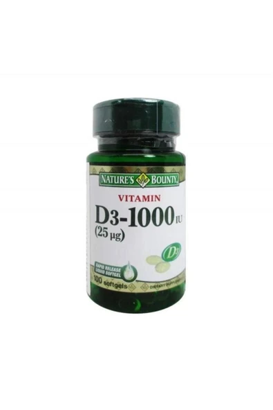 NATURE'S BOUNTY Vitamin D3-1000 Iu 100 Softgel-skt:05/2028