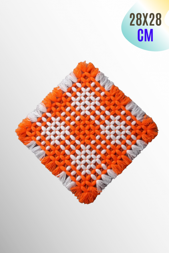 El Örgü Banyo Lifi Kese El İşi Lif (Yeşil- Turuncu -Pembe) 3 lü Takım 28x28 cm