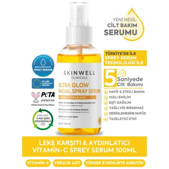 Skinwell Ton Eşitleyici ve Süper Aydınlatıcı C Vitamini Yüz Bakım Sprey Serum 100ML - 2