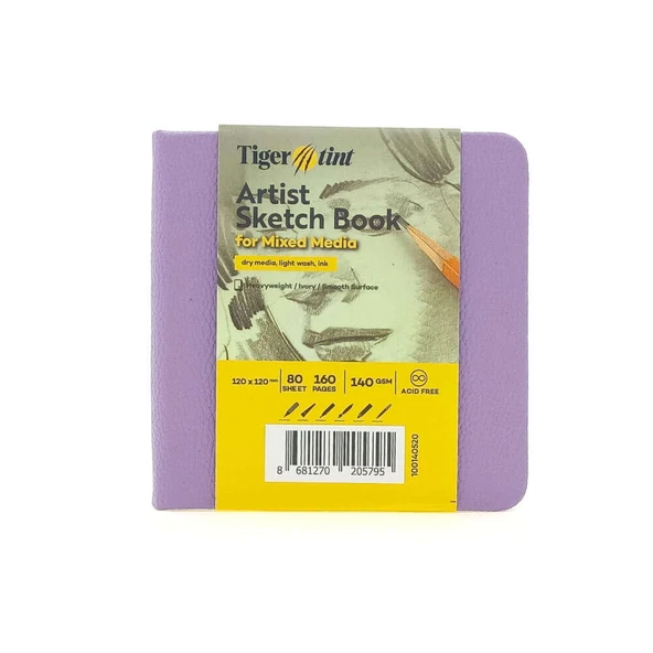 Tigertint Sert Kapak Eskiz Defteri 140 g 12x12 cm 80 Yaprak Lila 100140520 - Resim 2