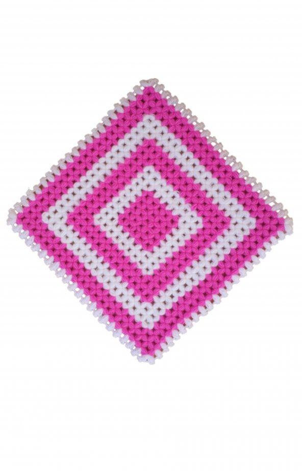 Pambe & Beyaz El Örgüsü Banyo Lifi/ Sırt Lifi 29x29 cm Kare model