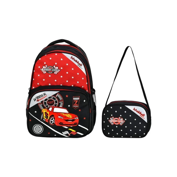 Waddell Arabalı İlkokul Çantası + Beslenme Çantası 3023