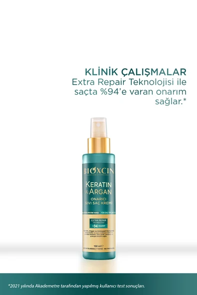 Keratin & Argan Onarıcı Sıvı Saç Bakım Kremi 150 ml - Yıpranmış Ve Hassas Saçlar - Resim 5