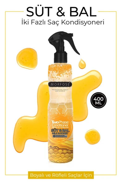Boyalı ve Röfleli Saçlar İçin Çift Fazlı Süt & Bal Fön Suyu 400 ml