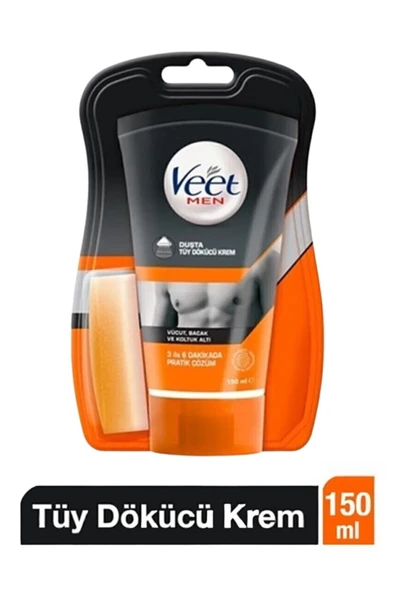 Men Erkeklere Özel Duşta Tüy Dökücü Krem 150 ml, Kesik Çizik Yapmaz, Batık Oluşumunu Azaltır