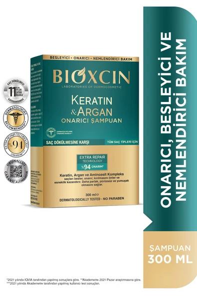 Keratin & Argan Onarıcı Bakım Şampuan 300 ml - Yıpranmış Ve Hassas Saçlar ürün görseli 1