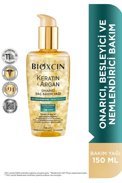 Keratin & Argan Onarıcı Bakım Yağı 150 Ml - Yıpranmış Ve Hassas Saçlar ürün görseli 1