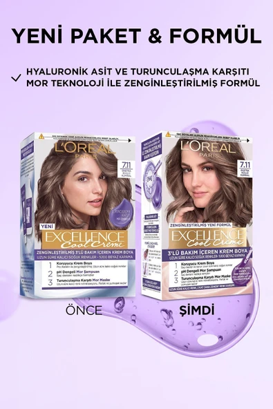 L’oréal Paris Excellence Cool Creme Saç Boyası – 7.11 Ekstra Küllü Kumral - Resim 3