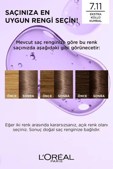 L’oréal Paris Excellence Cool Creme Saç Boyası – 7.11 Ekstra Küllü Kumral - Resim 6