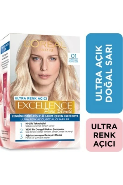 Excellence Creme Saç Boyası 01 Ultra Açık Doğal Sarı ürün görseli