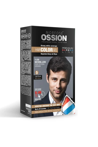 Ossion Pr.barber Erkek Saç Jel Boya Açık Kahve No:5 Kit 40 ml