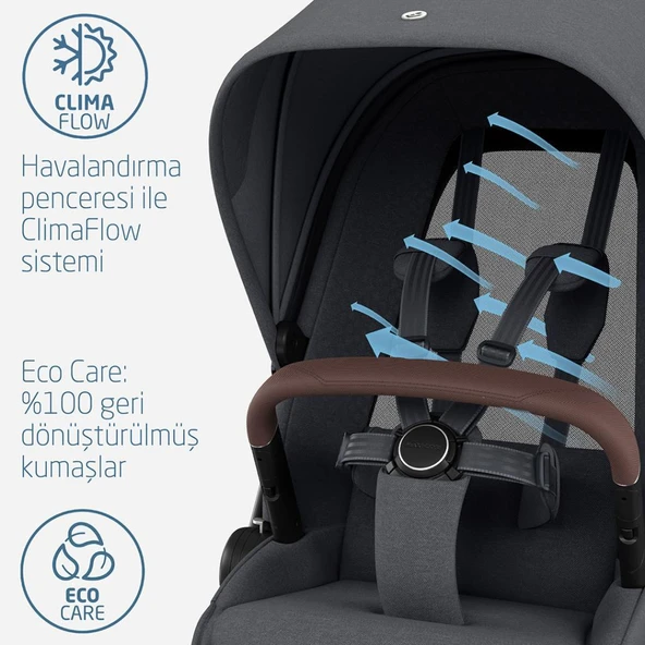 Maxi-Cosi Fame-Pebble 360 Pro Portbebeli Led Işıklı Entegre Telefon Şarj Üniteli Premium Bebek Arabası Twillic Graphite - 6