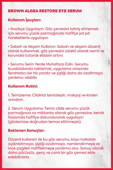 İnkorea Torbalanma & Morluk Karşıtı Kahverengi Yosun Göz Altı Serumu - Brown Algea Restore Eye Serum - 4