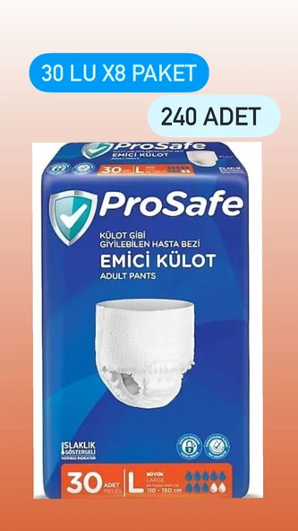 Prosafe Emici Külot Büyük Boy L 30'lu 8 Adet Hasta Bezi