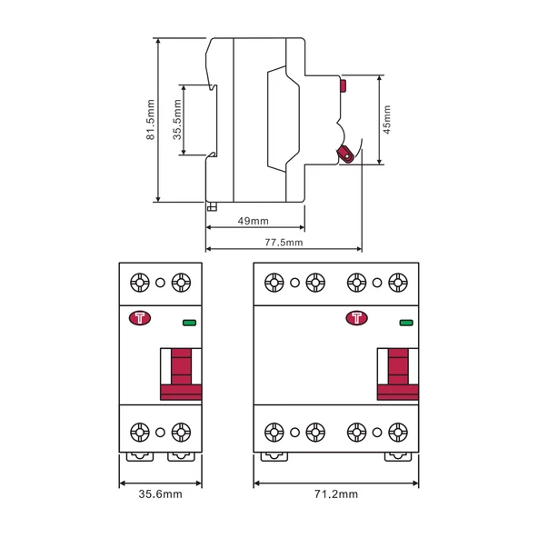 Mutlusan MRC06-403025 4P 6kA AC 25A 30mA Kaçak Akım Koruma Rölesi - Resim 3
