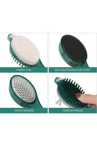 Ayak Topuk Bakımı 4 Fonksiyon Törpü Ölü Deri Nasır Giderici Ponza Taşı Temizlik Fırçası Peeling Set - 2